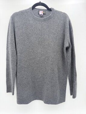 Old Navy Women’s Gray Cashmere & Silk Blend Crewneck Sweater Size L Ribbed Hem